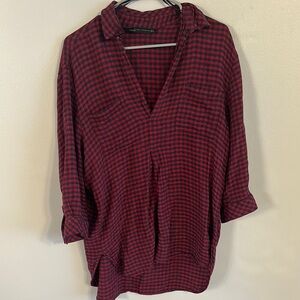 Zara Women- Red and Black Checkered Top
